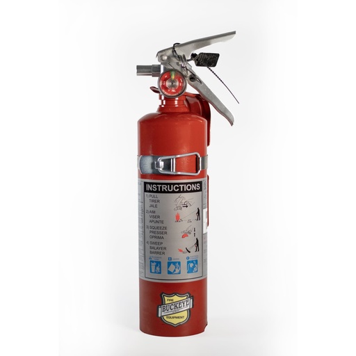 Extinguisher, (KIT) 2.5lbs ABC., Dry Chemical 14.75"H x 4.75"W x 3.33"D, V/B Aluminium Valve, Bracket: Vehicle/Marine, Range: 9-15 ft. Dischrge Time: 9 Secs. (Steel Cylinder) Buckeye., c/w Tag Seal and Inspection Tag, UL Listed. Buckeye P/N 13315