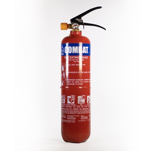 Extinguisher, (KIT) 4KGs ABC, Dry Chemical, Portable Stored Pressure (SP), Discharge Time (sec):15, Discharge Range: 5m (16.4ft), EN Fire Rating: 21A,144B,C, STD: EN 3-7:2004 + A1:2007 (Combat Model# C-4ASE), LPCB (UK) c/w Fire Extinguisher Sign, Tag Seal and Inspection Tag. Lingjack C-4ASE